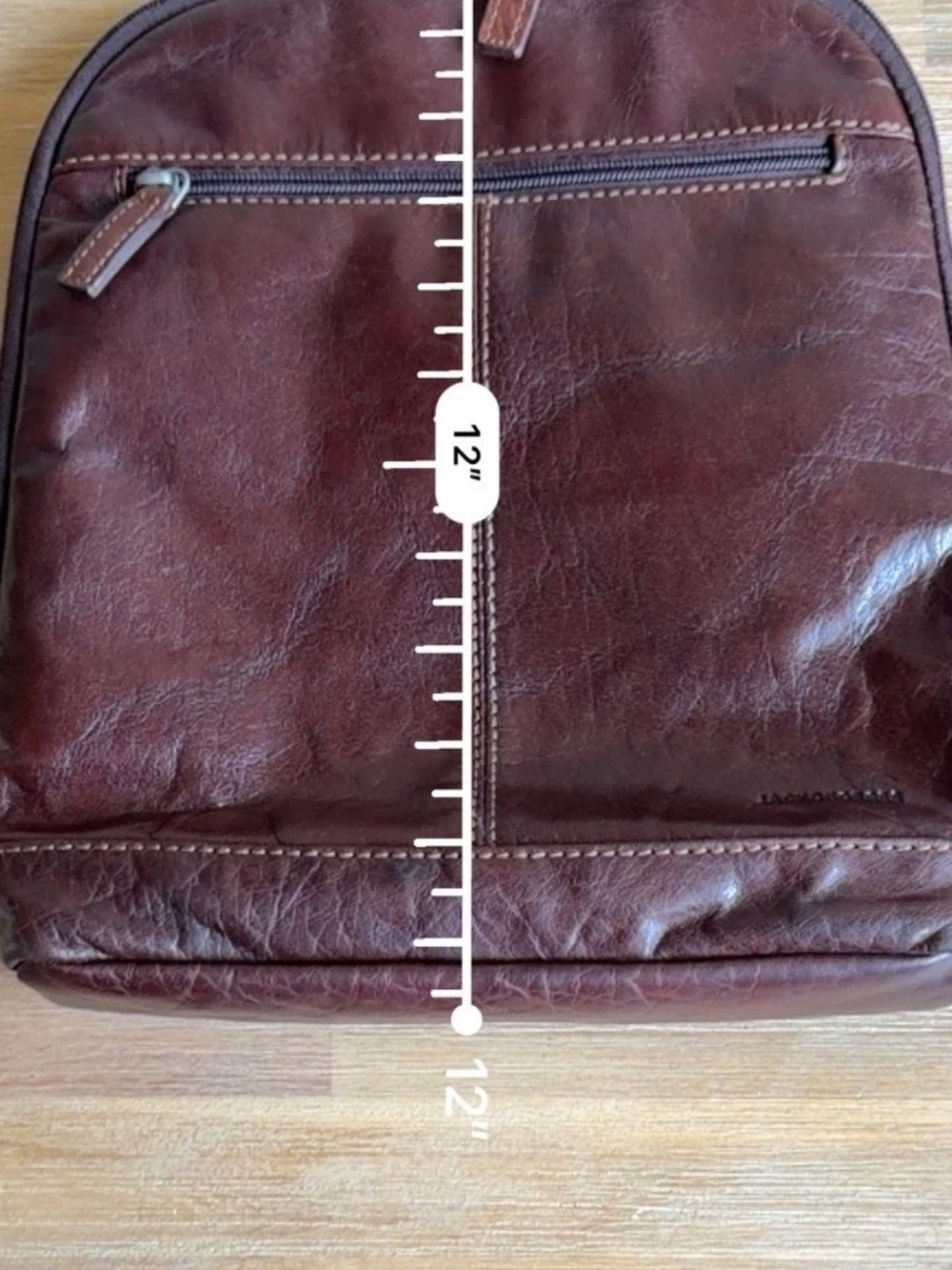 Jack Georges Voyager Convertible Small Backpack Brown Buffalo Leather Zip Close - Picture 12 of 14